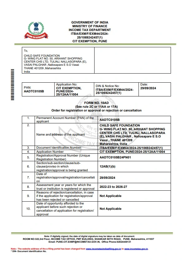 CSF Registration Certificate